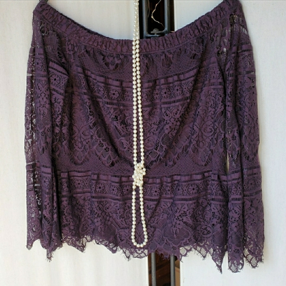 Gorgeous purple lace of the shoulder top